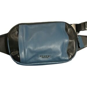 Coach Two-Tone Leather Belt Bag in Blue and Black